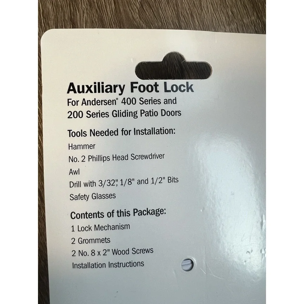 Andersen 200/400 Series Gliding Patio Door Foot Lock – Brushed Nickel – New